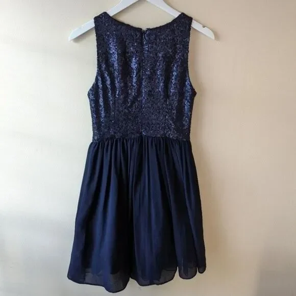 BB Dakota Navy Blue Sequin Mini Dress Size 4 - Picture 2 of 9